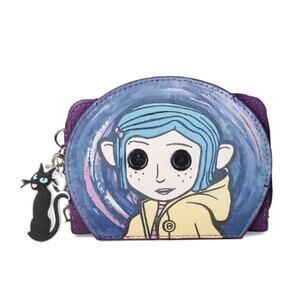 Coraline, Zip-Closure, Bifold Wallet, Purple/Blue Vegan Leather - New